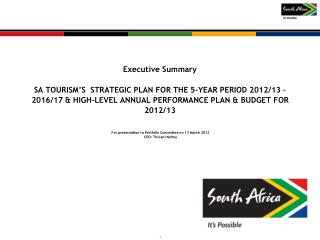 For presentation to Portfolio Committee on 13 March 2012 CEO: Thulani Nzima