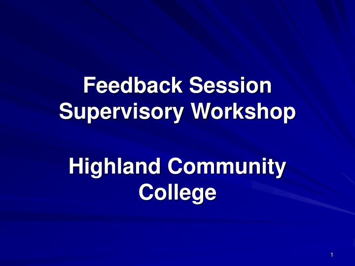 feedback session supervisory workshop