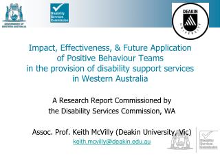 A Research Report Commissioned by the Disability Services Commission, WA