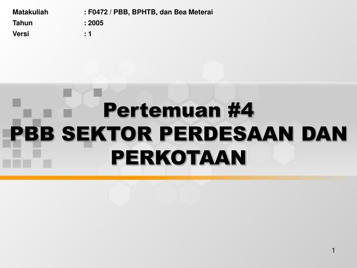 pertemuan 4 pbb sektor perdesaan dan perkotaan