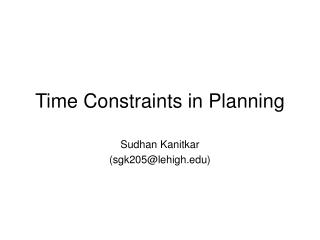 Time Constraints in Planning