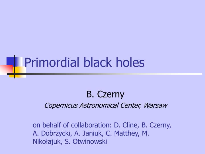 primordial black holes