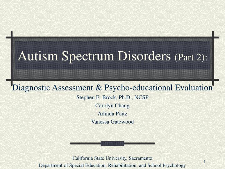 autism spectrum disorders part 2