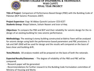 Swedish College of Engineering &amp; Technology, Wah Cantt. Final year project