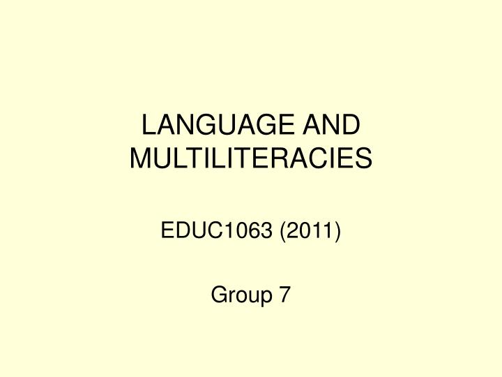 language and multiliteracies