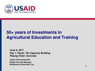 50+ years of Investments in Agricultural Education and Training