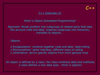 C++ Overview (I)