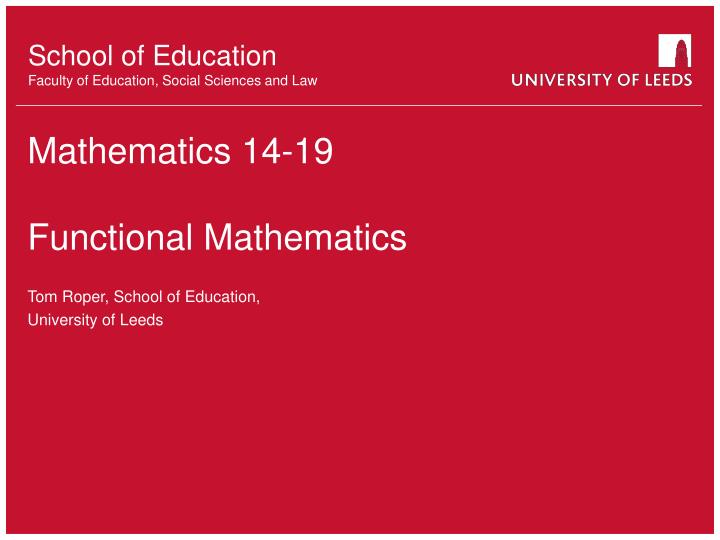 mathematics 14 19 functional mathematics
