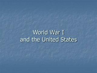 World War I and the United States