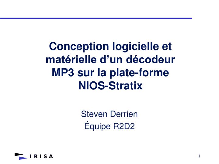 conception logicielle et mat rielle d un d codeur mp3 sur la plate forme nios stratix
