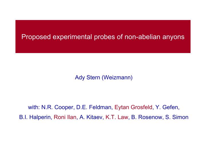 proposed experimental probes of non abelian anyons