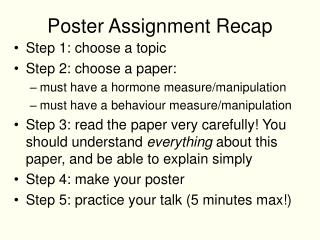 Poster Assignment Recap