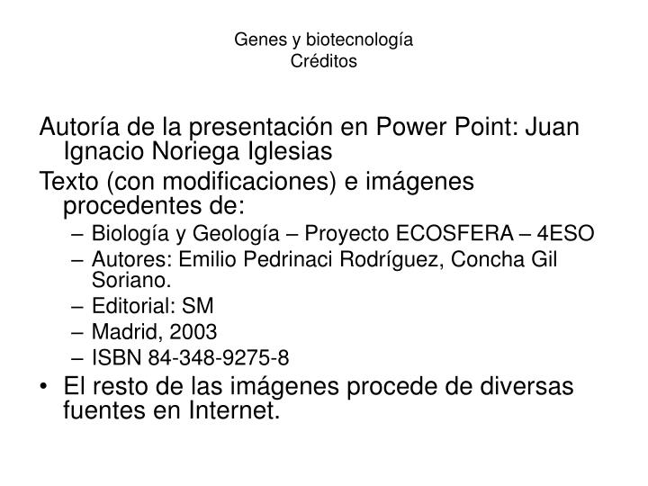 genes y biotecnolog a cr ditos