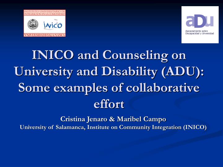 inico and counseling on university and disability adu some examples of collaborative effort