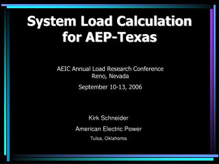 System Load Calculation for AEP-Texas
