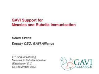 GAVI Support for Measles and Rubella Immunisation