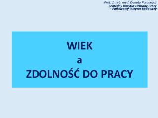 wiek a zdolno do pracy