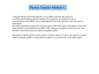 Photon Transfer Method 1.
