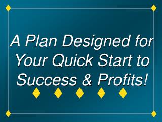 A Plan Designed for Your Quick Start to Success &amp; Profits!