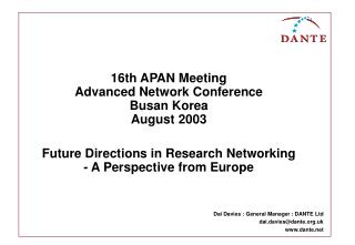 Future Directions in Research Networking - A Perspective from Europe