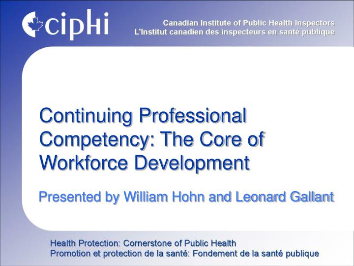 continuing professional competency the core of workforce development