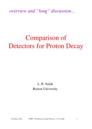 Comparison of Detectors for Proton Decay