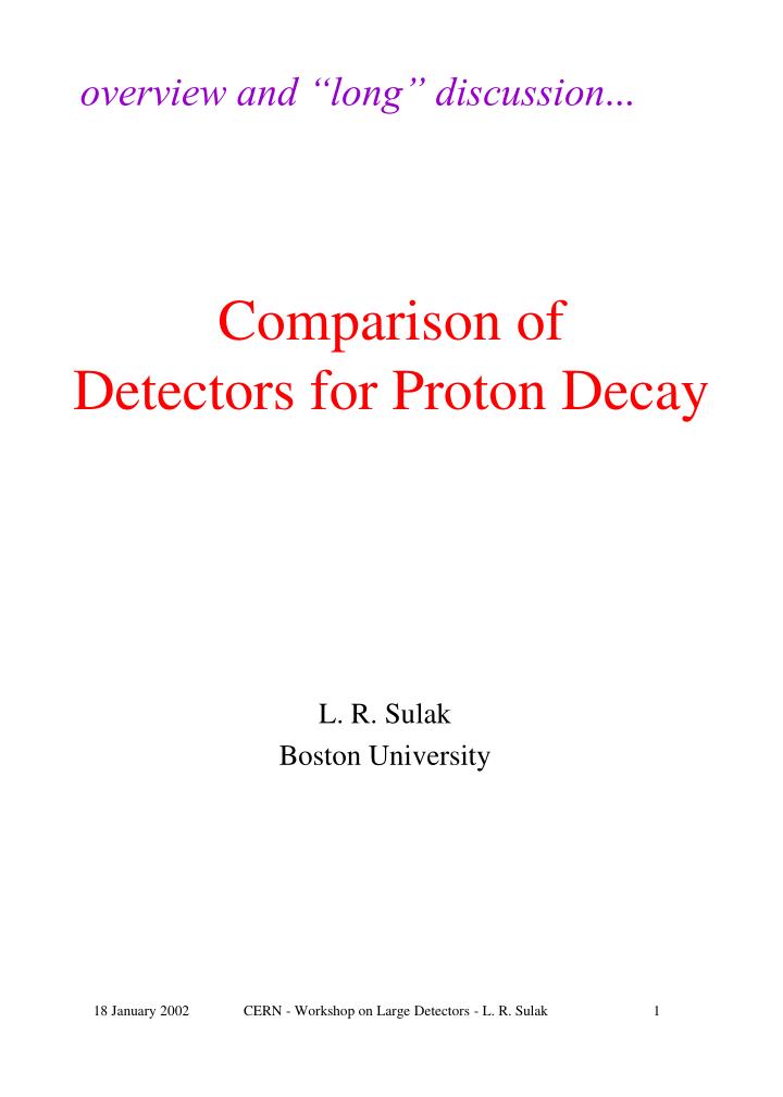 comparison of detectors for proton decay