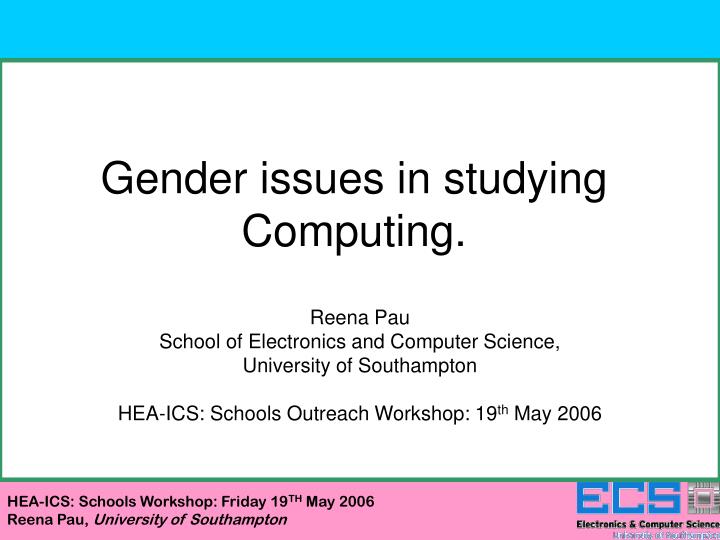 gender issues in studying computing