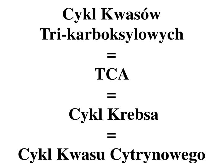 cykl kwas w tri karboksylowych tca cykl krebsa cykl kwasu cytrynowego