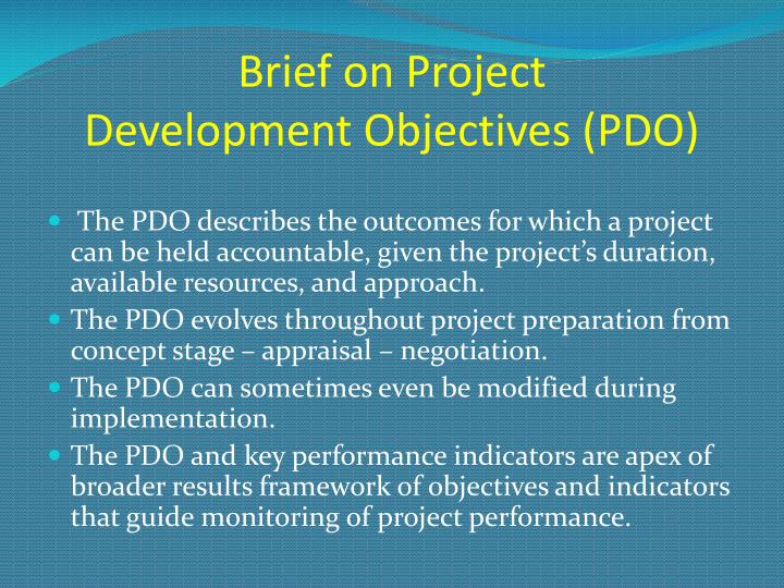 brief on project development objectives pdo