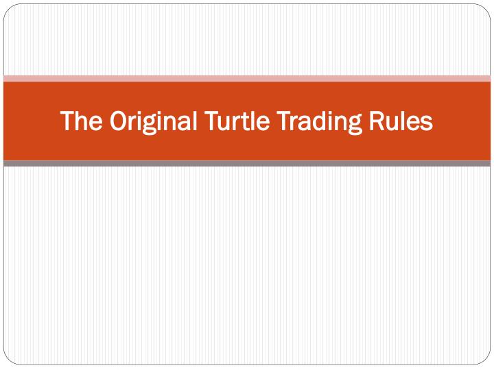 the original turtle trading rules