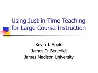 Using Just-in-Time Teaching for Large Course Instruction