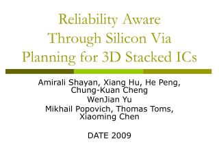 reliability aware through silicon via planning for 3d stacked ics