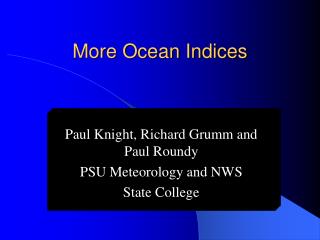 More Ocean Indices