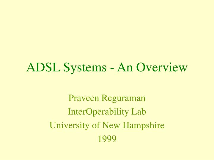 adsl systems an overview
