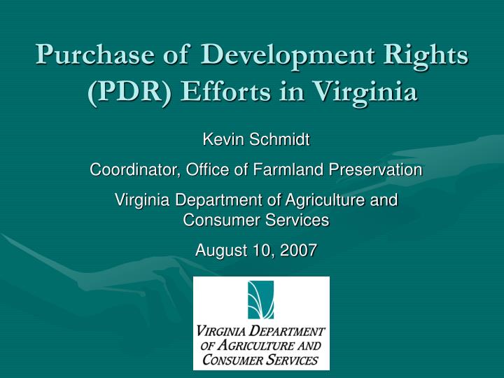 purchase of development rights pdr efforts in virginia