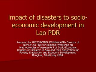impact of disasters to socio-economic development in Lao PDR