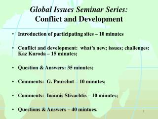 Global Issues Seminar Series: Conflict and Development