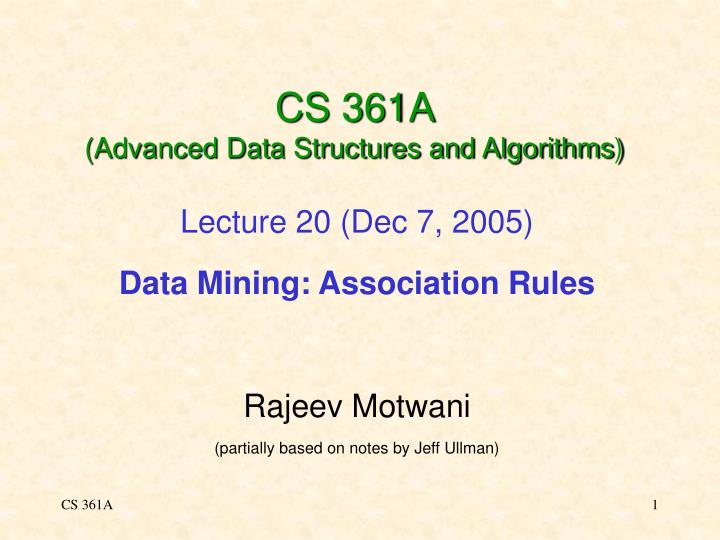 cs 361a advanced data structures and algorithms