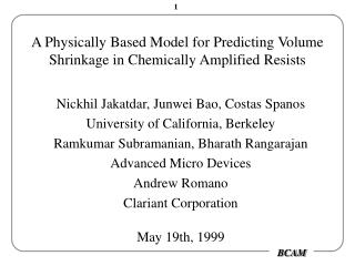 A Physically Based Model for Predicting Volume Shrinkage in Chemically Amplified Resists