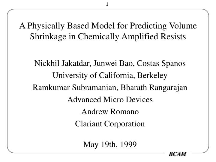 a physically based model for predicting volume shrinkage in chemically amplified resists