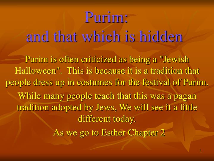 purim and that which is hidden