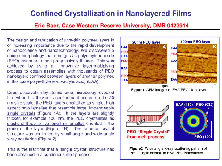 confined crystallization in nanolayered films eric baer case western reserve university dmr 0423914