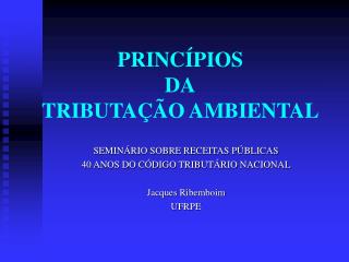 princ pios da tributa o ambiental