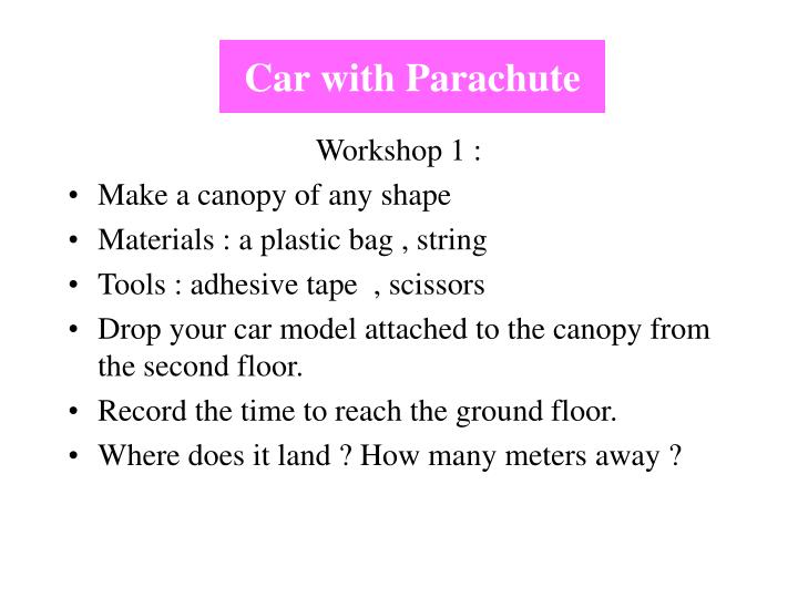 car with parachute