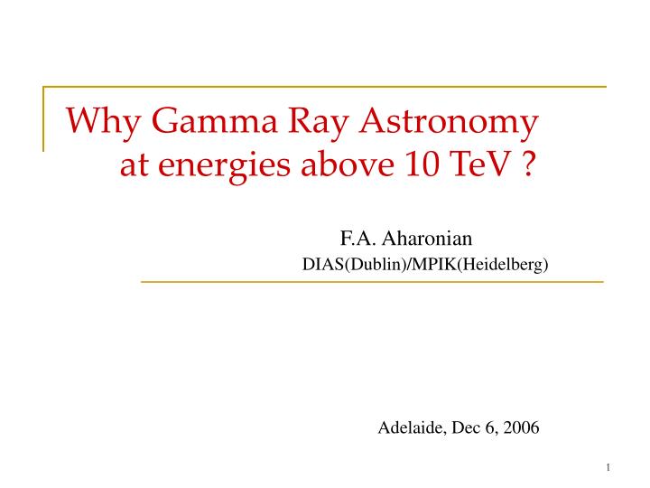 why gamma ray astronomy at energies above 10 tev