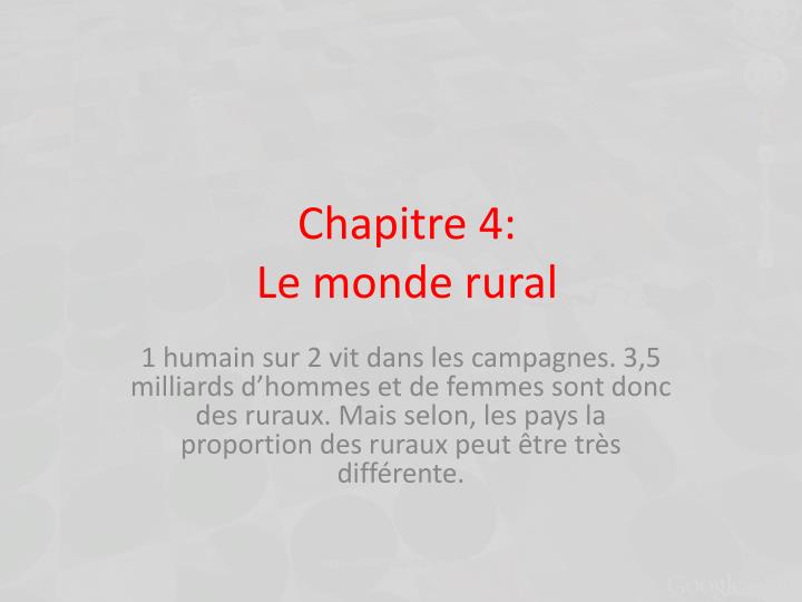 chapitre 4 le monde rural
