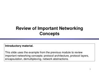 Review of Important Networking Concepts