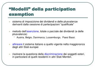 modelli della participation exemption