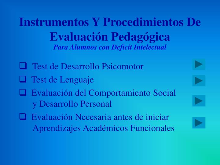 instrumentos y procedimientos de evaluaci n pedag gica para alumnos con deficit intelectual